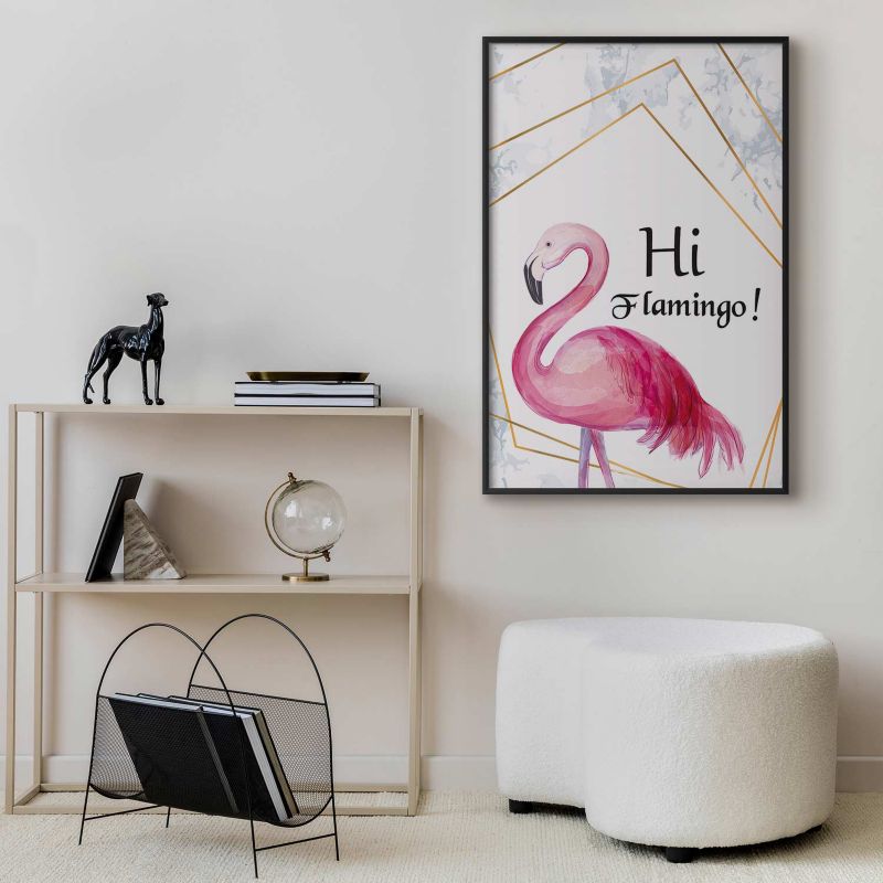 Plakat Artgeist Hi flamingo 29,7 x 42 cm med sort ramme, 1 stk