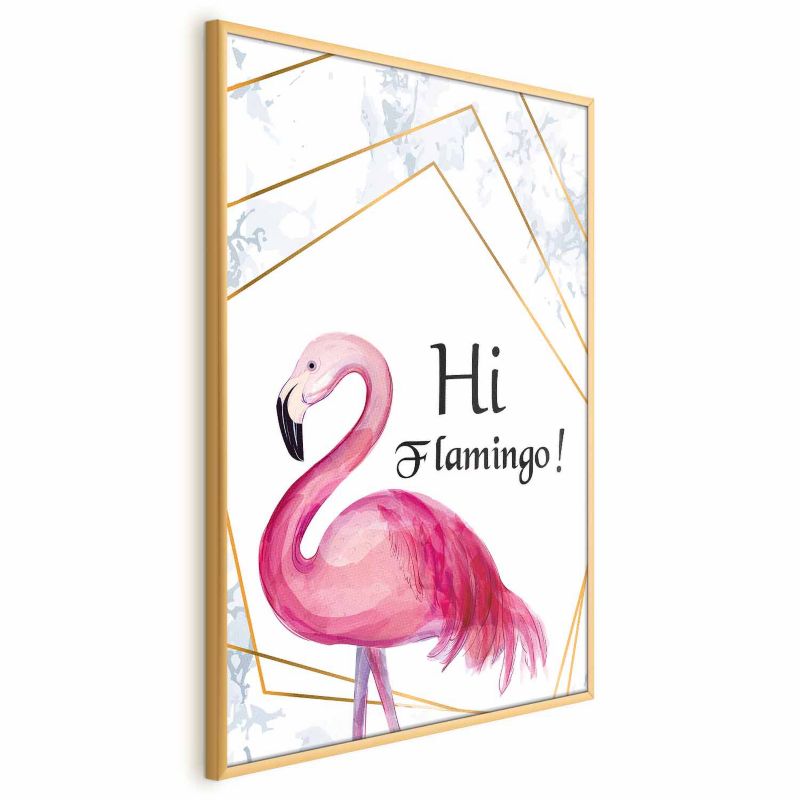 Artgeist Hi flamingo plakat 60 x 90 cm med guldramme, 1 stk