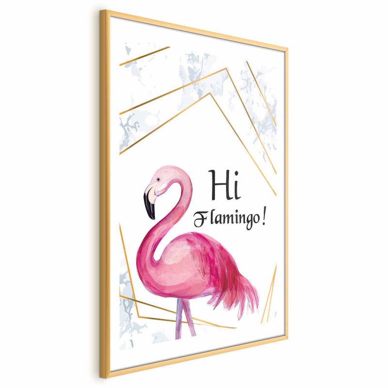 Artgeist Hi flamingo plakat 60 x 90 cm med guldramme, 1 stk