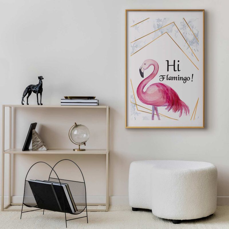 Artgeist Hi flamingo plakat 60 x 90 cm med guldramme, 1 stk