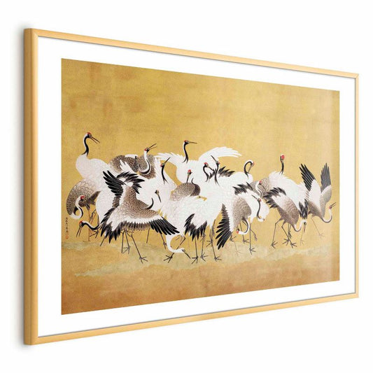 Plakat Artgeist Japanske traner 90 x 60 cm med gylden ramme, 1 stk