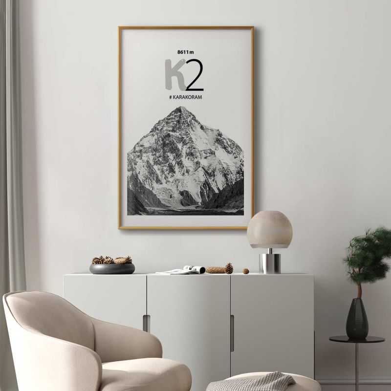 Artgeist K2 plakat 21x30 cm med guldramme, 1 stk