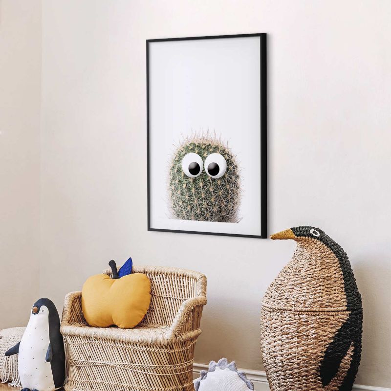 Artgeist plakat Kaktus med øjne 40x60 cm med sort ramme, 1 stk