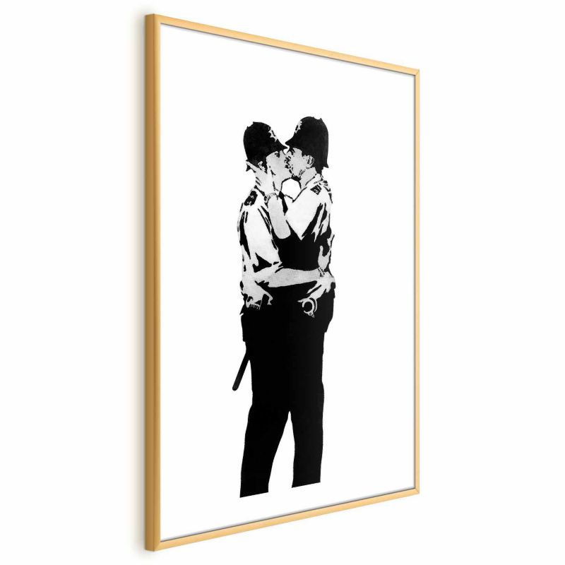 Plakat Artgeist Kissing Coppers 40x60 cm med guldramme, 1 stk