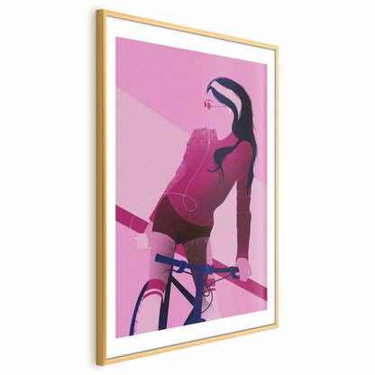 Plakat Artgeist Kvinde på cykel 21x30 cm med guldramme 1 stk