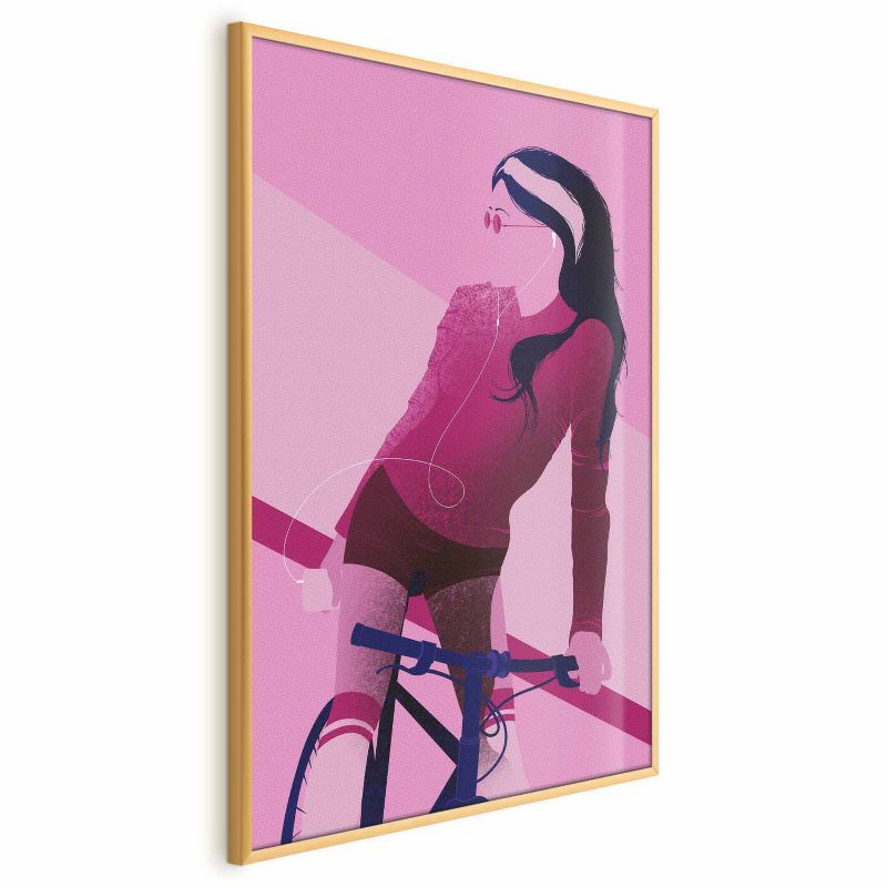Plakat Artgeist Kvinde på cykel 29,7 x 42 cm med guldramme 1 stk