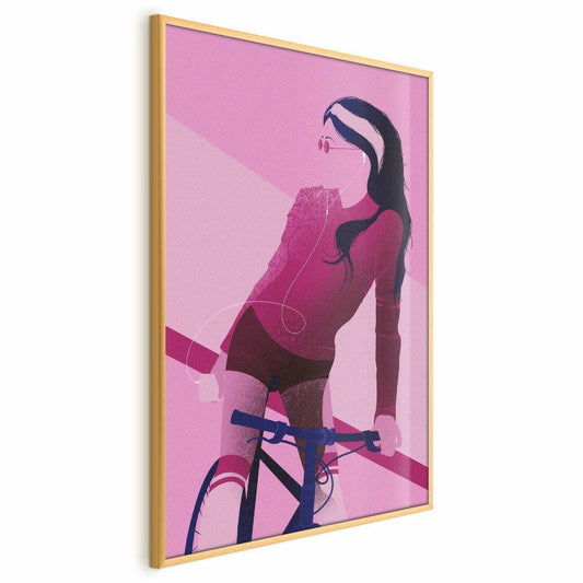 Plakat Artgeist Kvinde på cykel 29,7 x 42 cm med guldramme 1 stk