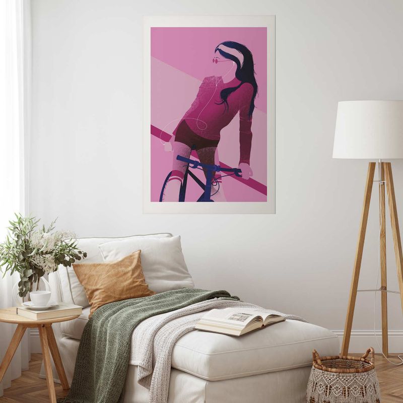 Artgeist plakat Kvinde på cykel 40x60 cm uden ramme 1 stk