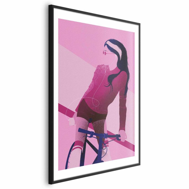 Artgeist plakat Kvinde på cykel 40x60 cm med sort ramme, 1 stk