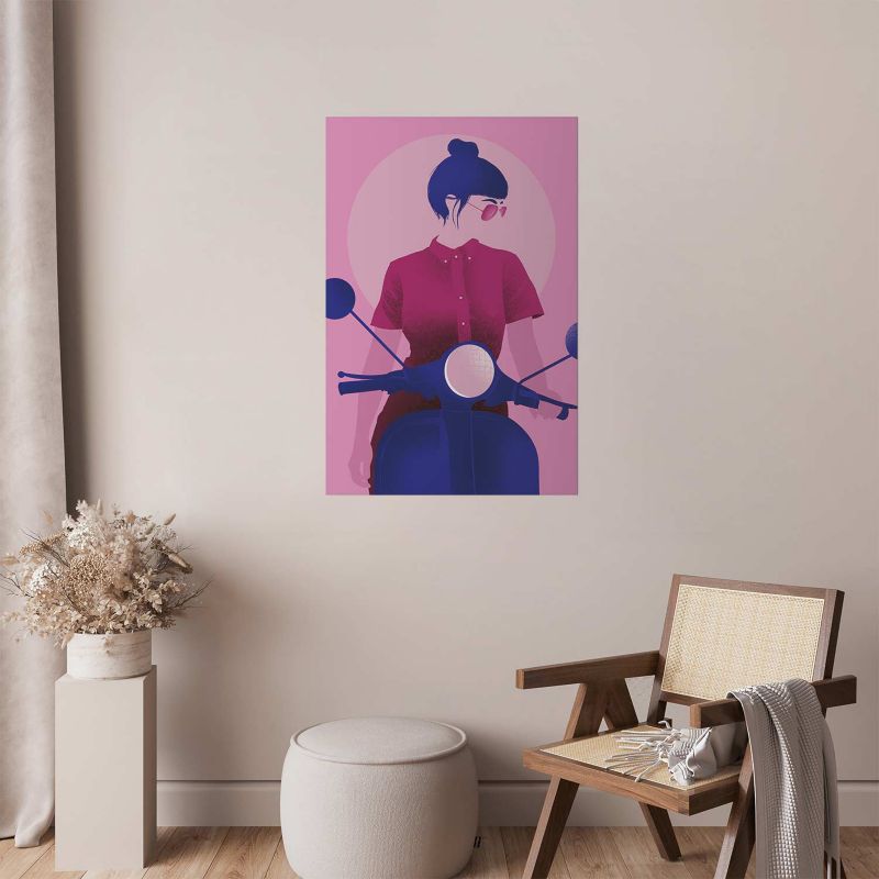 Plakat Artgeist Kvinde på scooter 21 x 30 cm uden ramme 1 stk