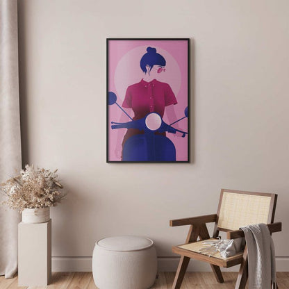 Plakat Artgeist Kvinde på scooter 40x60 cm med sort ramme, 1 stk