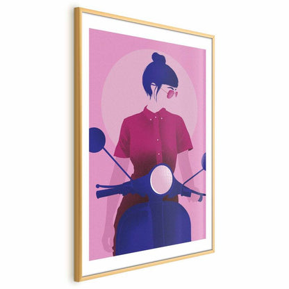 Plakat Artgeist Kvinde på scooter 60 x 90 cm med guldramme 1 stk