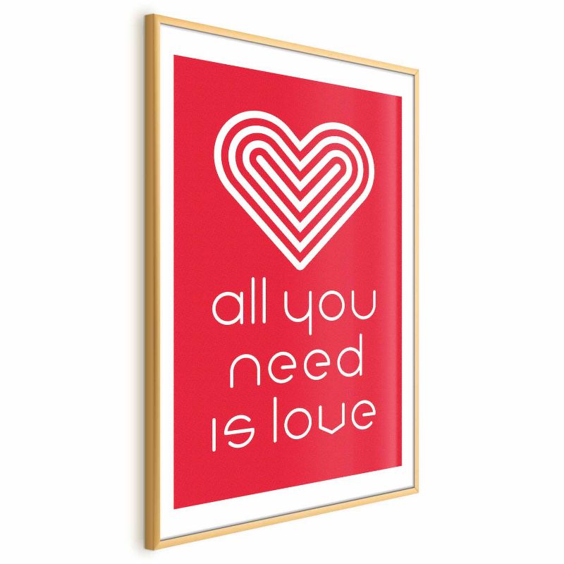 Artgeist plakat Elsk hinanden 29,7 x 42 cm med guldramme, 1 stk