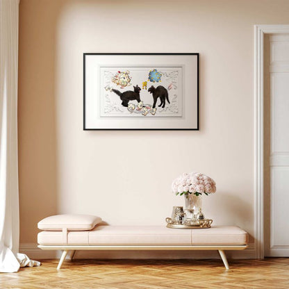 Artgeist plakat Kattekamp 30x21 cm med sort ramme, 1 stk