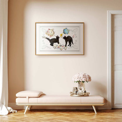 Artgeist plakat Kattekamp 90 x 60 cm med guldramme, 1 stk