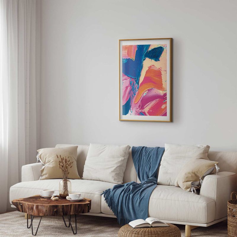 Artgeist plakat farverig ekspression 21x30 cm med guldramme 1 stk