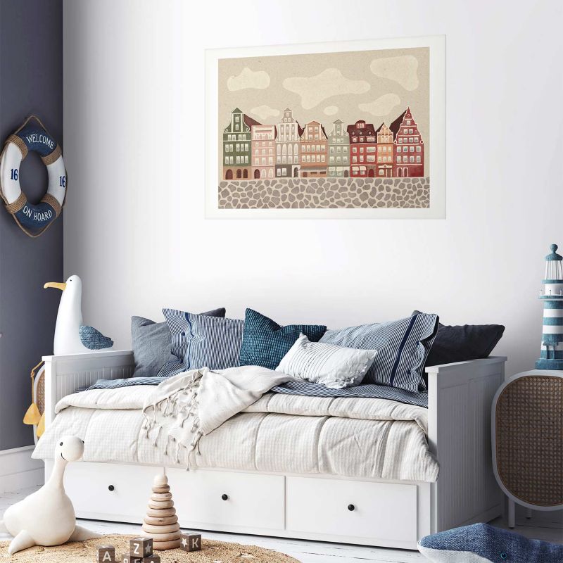 Artgeist plakat farverige facader 60 x 40 cm uden ramme 1 stk