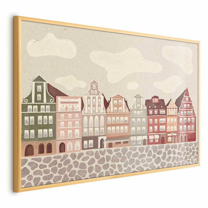 Artgeist plakat farverige facader 60 x 40 cm med guldramme, 1 stk