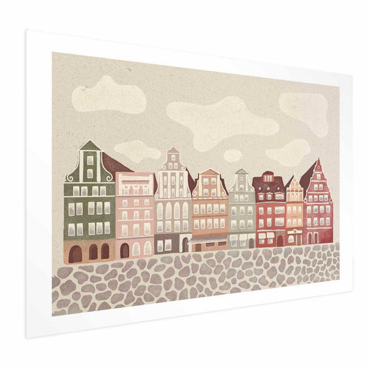 Artgeist plakat farverige facader 90 x 60 cm uden ramme 1 stk