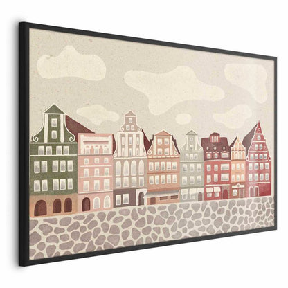 Artgeist plakat farverige facader 90 x 60 cm med sort ramme, 1 stk