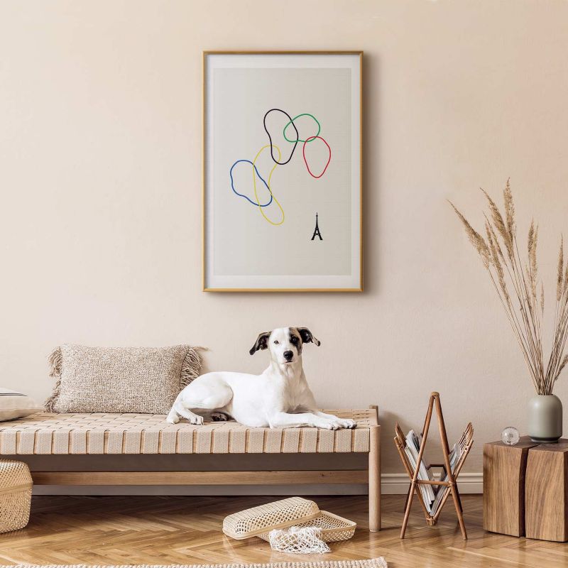 Artgeist plakat farverige cirkler 60 x 90 cm med guldramme, 1 stk