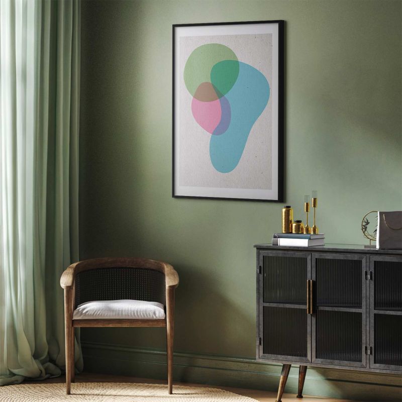 Artgeist plakat Farverige pletter 21x30 cm med sort ramme, 1 stk