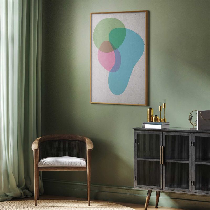 Artgeist plakat farverige pletter 60 x 90 cm med guldramme 1 stk