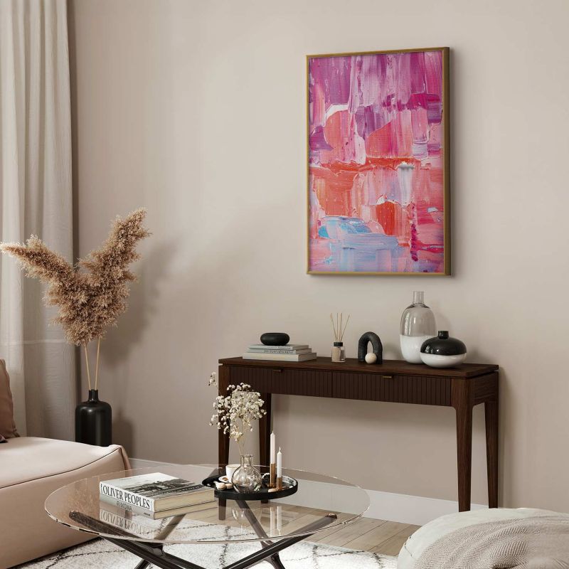 Plakat Artgeist Farverige Penselstrøg 42 x 29,7 cm med gyldent ramme, 1 stk