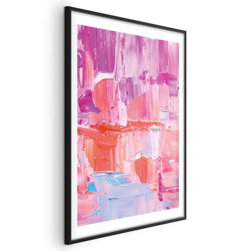 Artgeist plakat farverige penselstrøg 90x60 cm med sort ramme, 1 stk