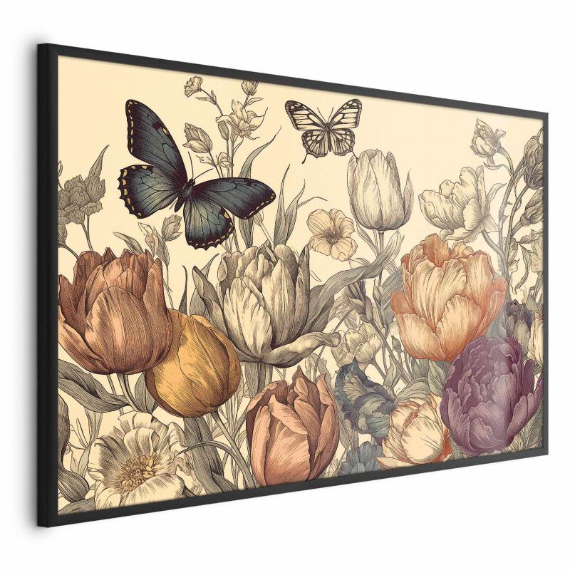 Artgeist plakat farverige tulipaner 30 x 21 cm med sort ramme, 1 stk
