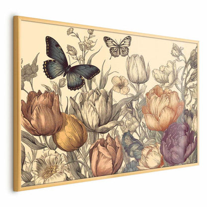 Plakat Artgeist Farverige tulipaner 30 x 21 cm med gylden ramme, 1 stk