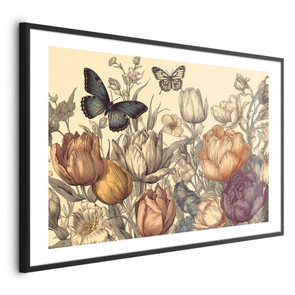 Artgeist plakat farverige tulipaner 42 x 29,7 cm med sort ramme 1 stk