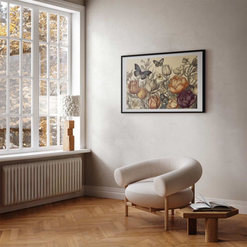 Artgeist plakat farverige tulipaner 42 x 29,7 cm med sort ramme 1 stk