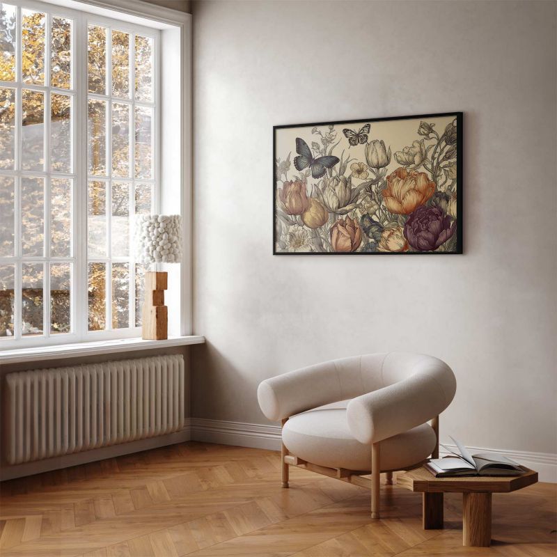 Artgeist plakat farverige tulipaner 42 x 29,7 cm med sort ramme 1 stk