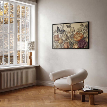 Artgeist plakat farverige tulipaner 60 x 40 cm med sort ramme, 1 stk