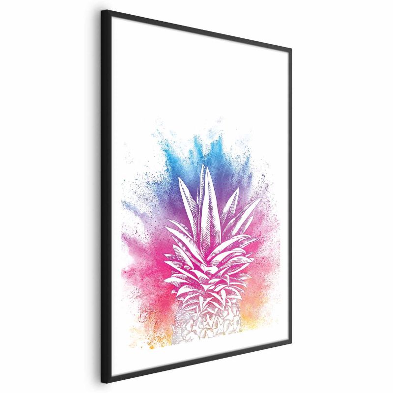 Artgeist plakat farverig ananas 21x30 cm med sort ramme, 1 stk