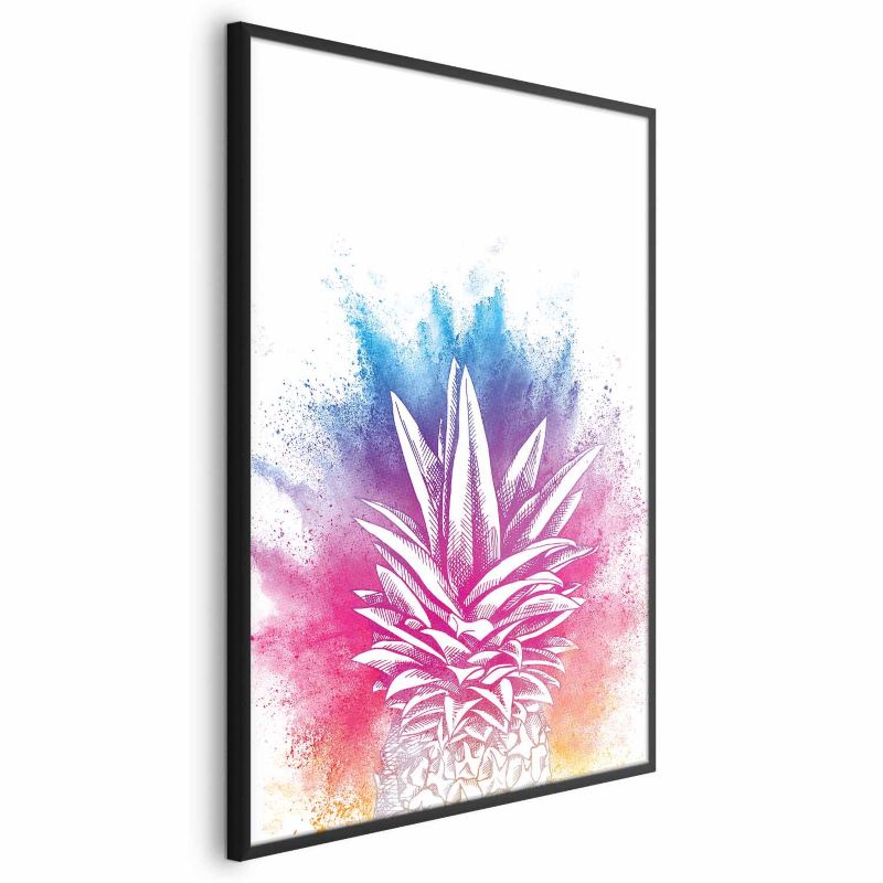 Artgeist plakat farverig ananas 60x90 cm med sort ramme, 1 stk