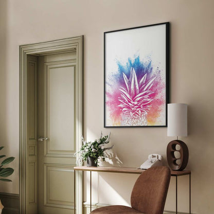 Artgeist plakat farverig ananas 60x90 cm med sort ramme, 1 stk