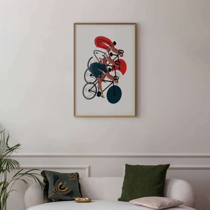 Artgeist cykelløb plakat 40x60 cm med guldramme, 1 stk