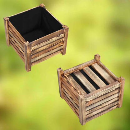 Plantekasse Træ Brændt Fyrretræ 38x38 cm