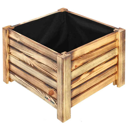 Plantekasse Træ Brændt Fyrretræ 38x38 cm