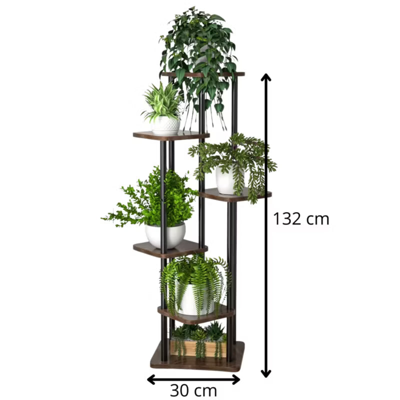 Plantestander Metal 132 cm Brun 6 Hylder