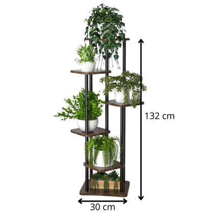 Plantestander Metal 132 cm Brun 6 Hylder