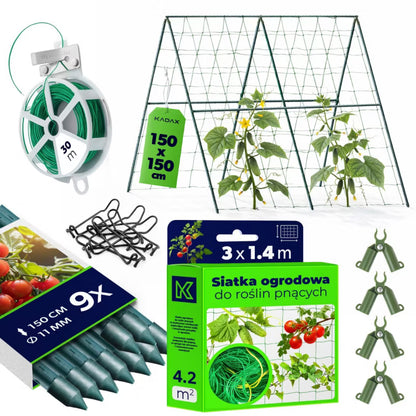 Plantestativer Sæt med Net 11 mm Grøn 9 Stk.