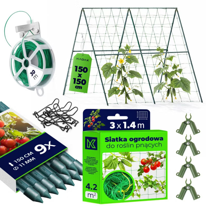 Plantestativer Sæt med Net 11 mm Grøn 9 Stk.