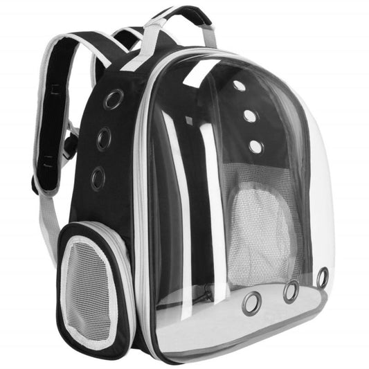 Springos rygsæktransportør til kat, kanin og hund 40 x 32 x 22 cm transporttaske til op til 12 kg grå