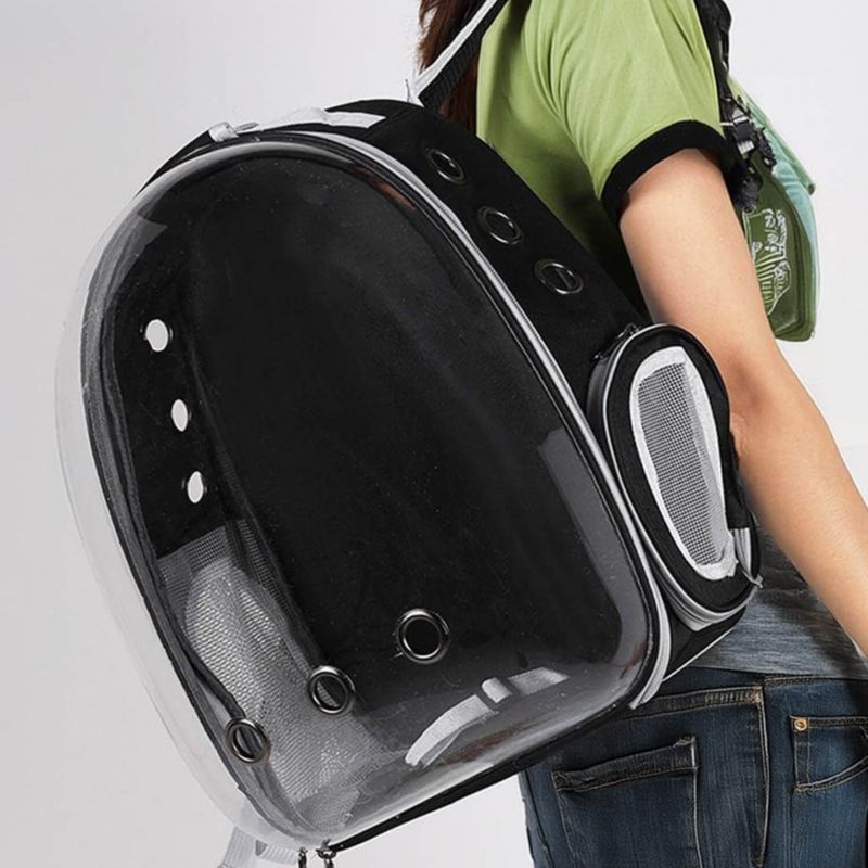 Springos rygsæktransportør til kat, kanin og hund 40 x 32 x 22 cm transporttaske til op til 12 kg grå