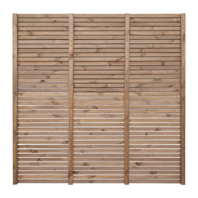 Niko hegn 180 x 180 cm med brædder 15 x 45 cm i brun
