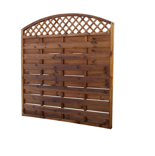 Hegn med bue og gitter 180 x 180 cm brun ramme 35 mm