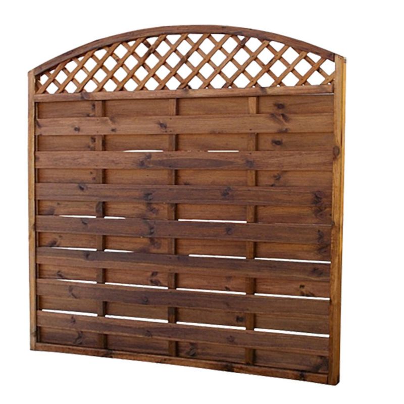 Hegn med bue og gitter 180 x 180 cm brun ramme 35 mm